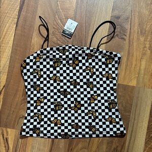 Rue21 Checkered Camisole with Butterfly Design